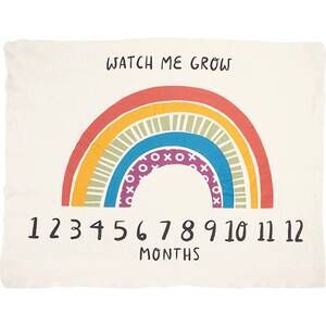 NEW PRIMITIVES BY KATHY kid's watch me grow rainbow milestone blanket in multi